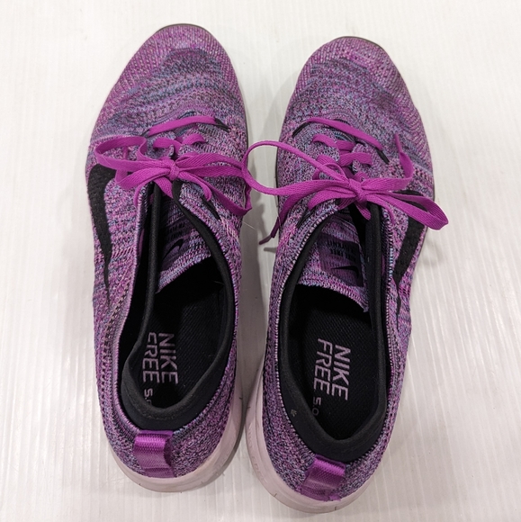 NIKE Free 5.0 Flyknit purple knit running shoes - Picture 3 of 13